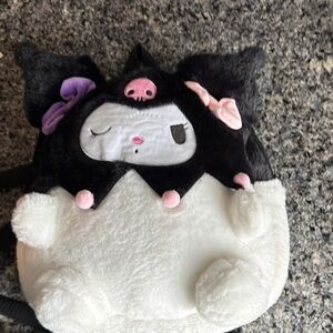 Cute Black and White Plush Backpack